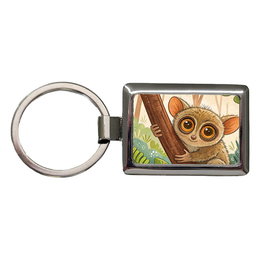 Tarsier Children's Illustration Style Rectangle Metal Keychain
