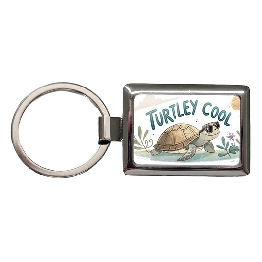 Turtley Cool Turtle Wearing Sunglasses Totally Rectangle Metal Keychain