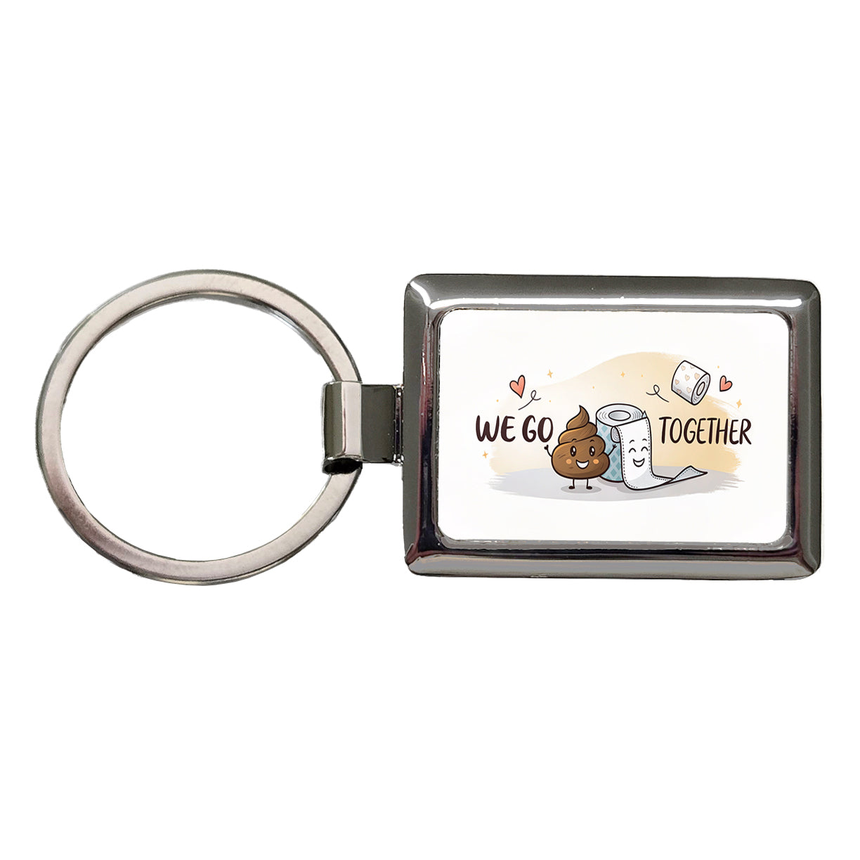 We Go Together Poop And Toilet Paper Rectangle Metal Keychain