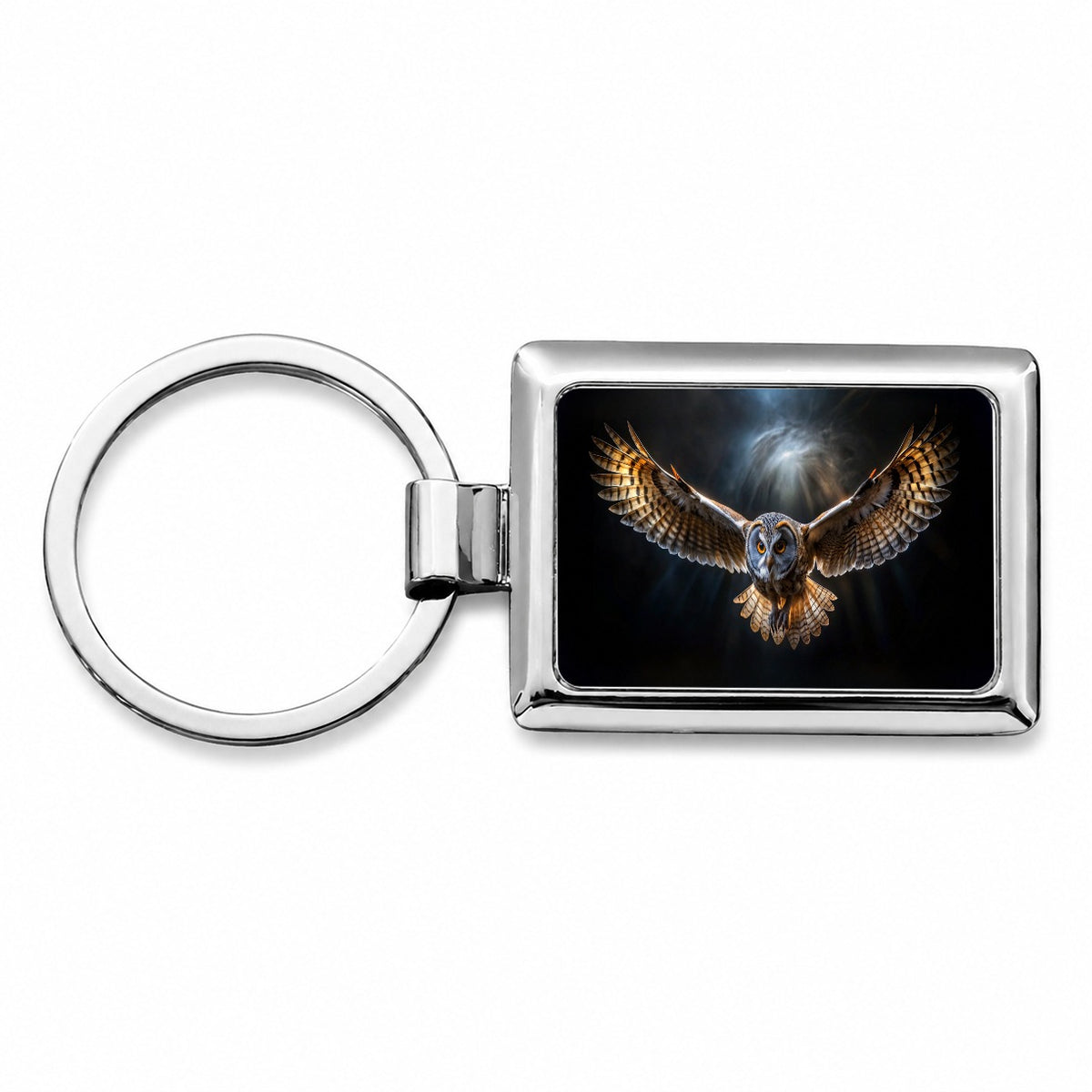 Barn Owl Flying At Night In The Dark Rectangle Metal Keychain