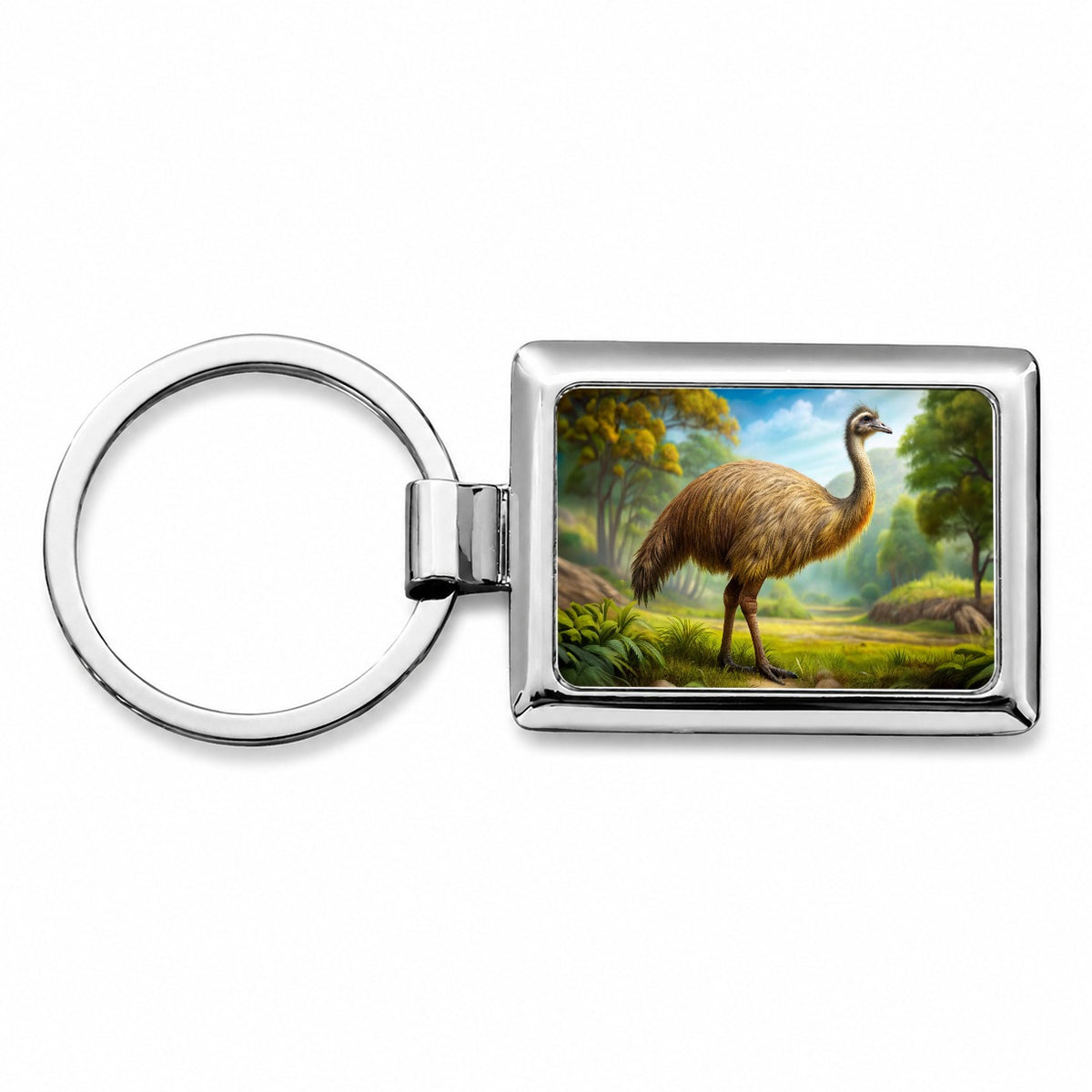 Moa Extinct Bird Illustration Rectangle Metal Keychain