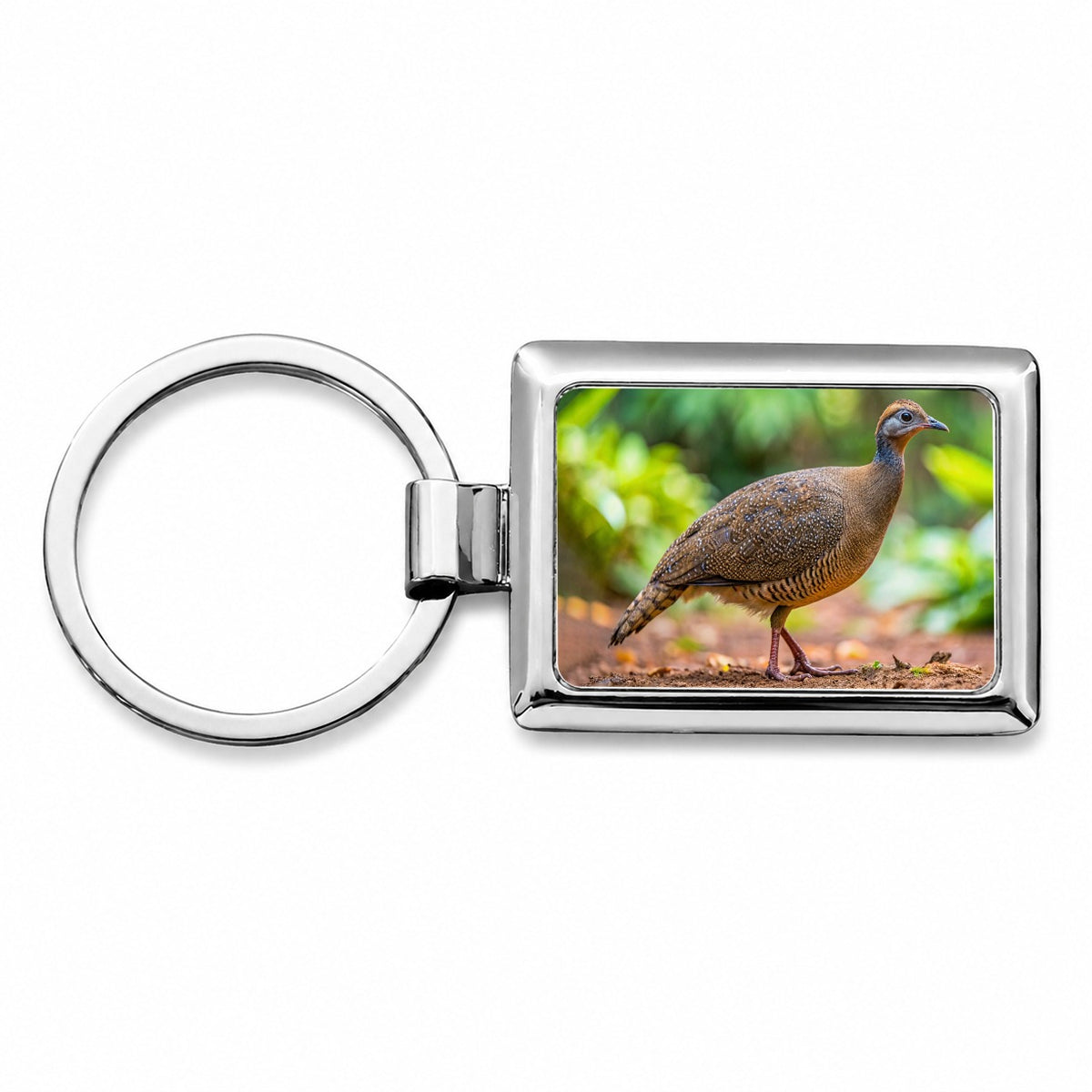 Tinamou Bird Photo Rectangle Metal Keychain