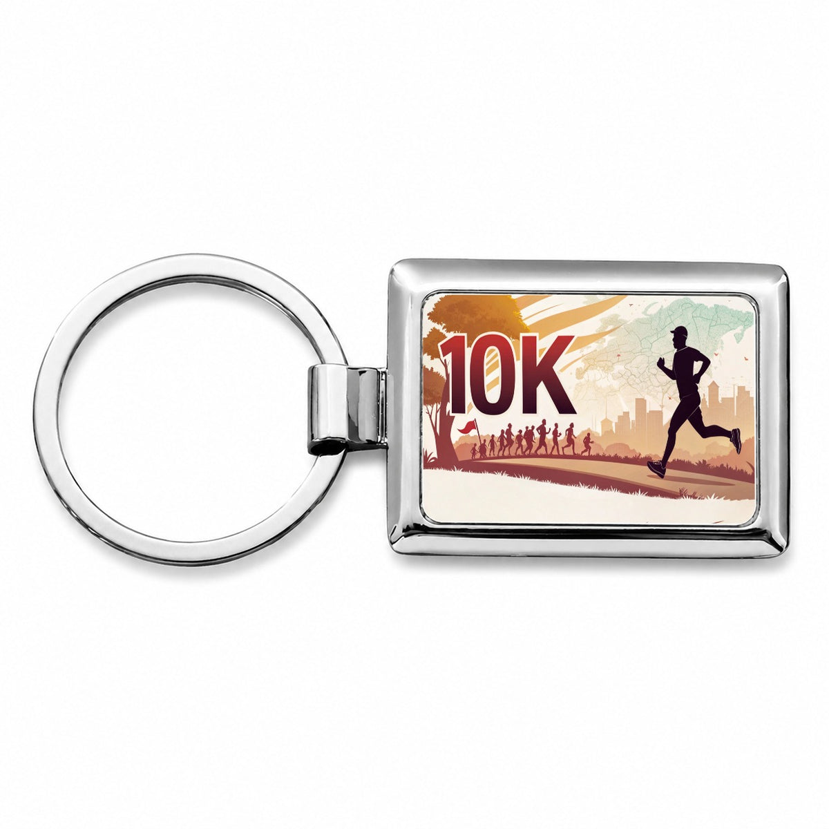 10k Marathon Running Jogging Rectangle Metal Keychain