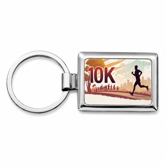 10k Marathon Running Jogging Rectangle Metal Keychain