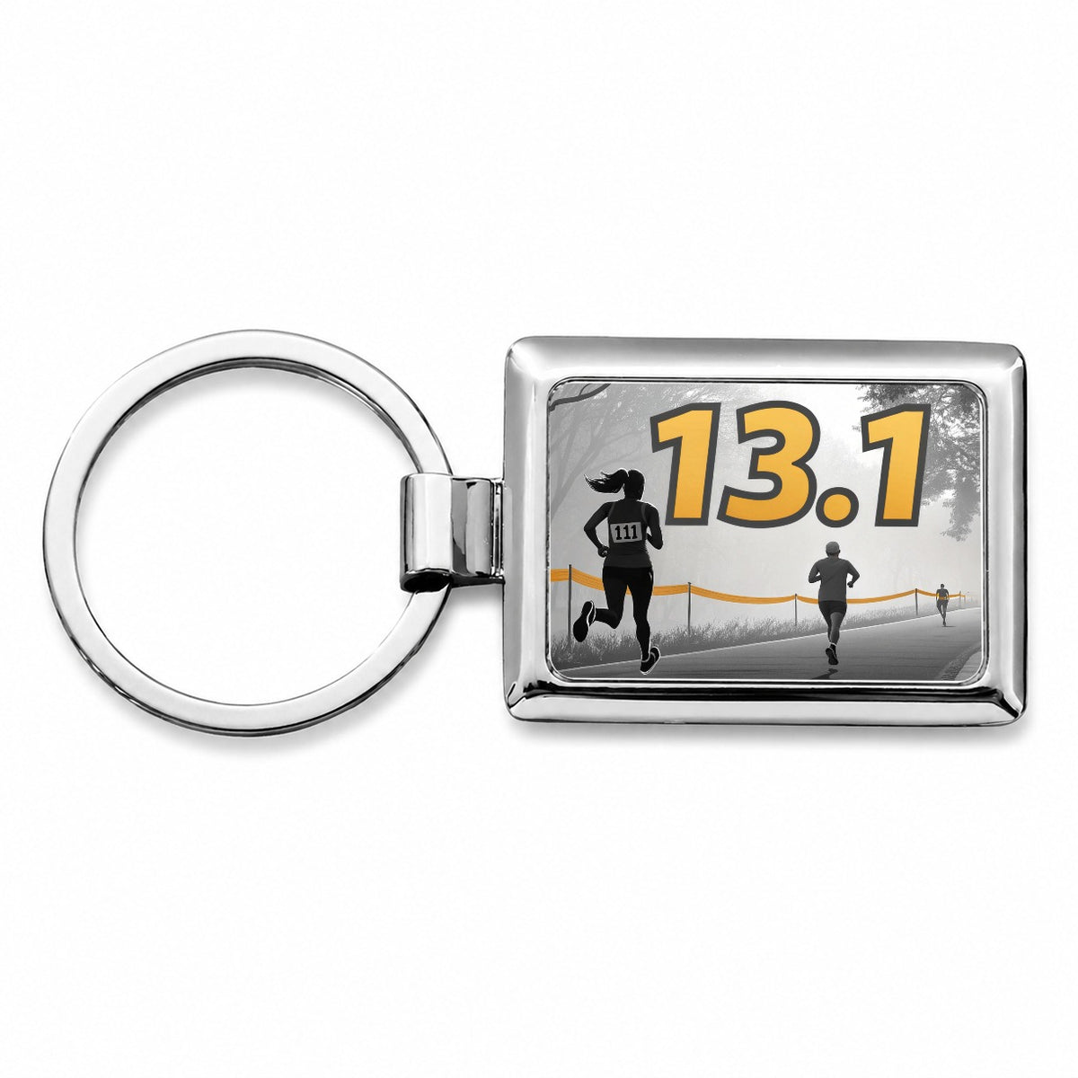 13.1 Marathon Running Jogging Rectangle Metal Keychain