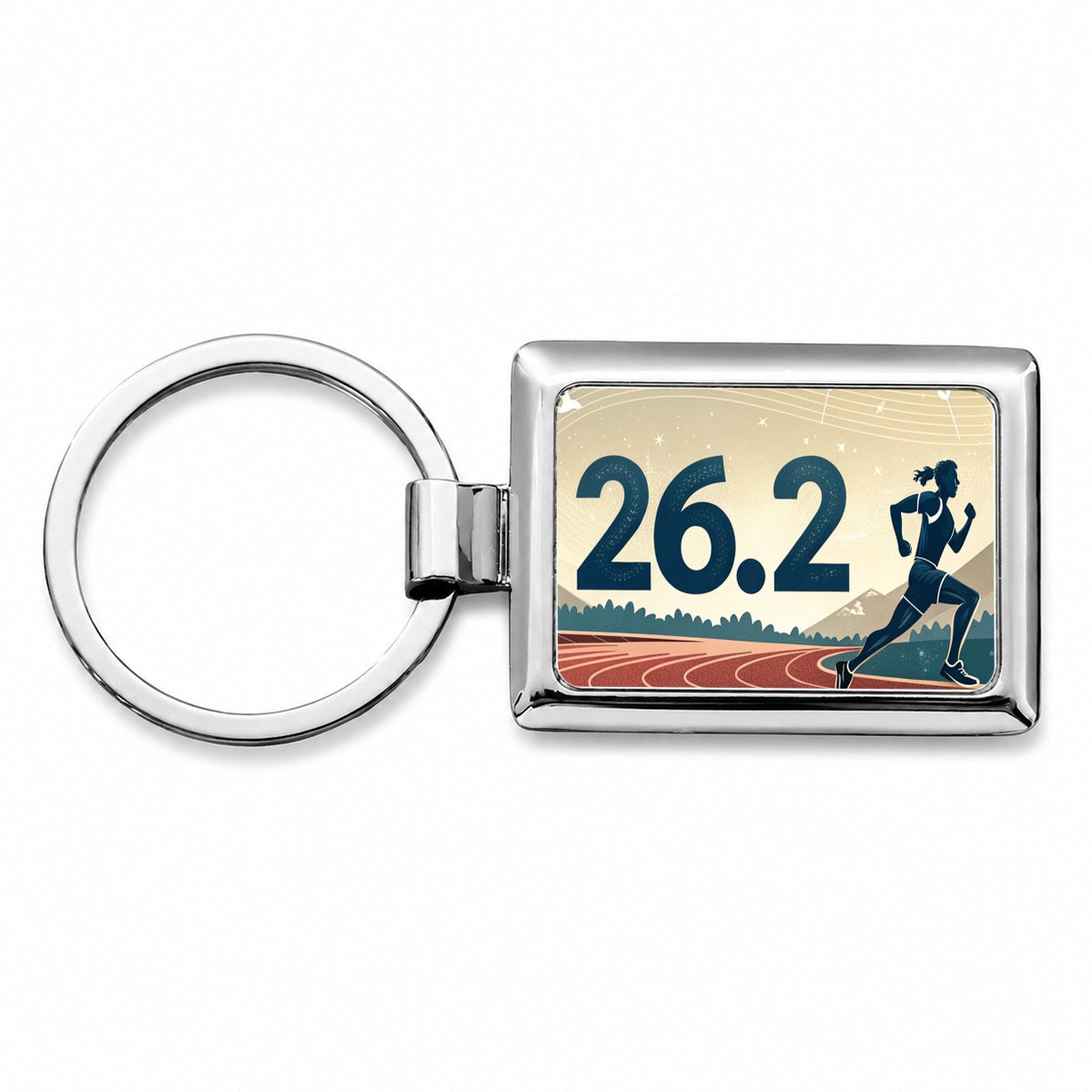 26.2 Marathon Running Jogging Track Rectangle Metal Keychain