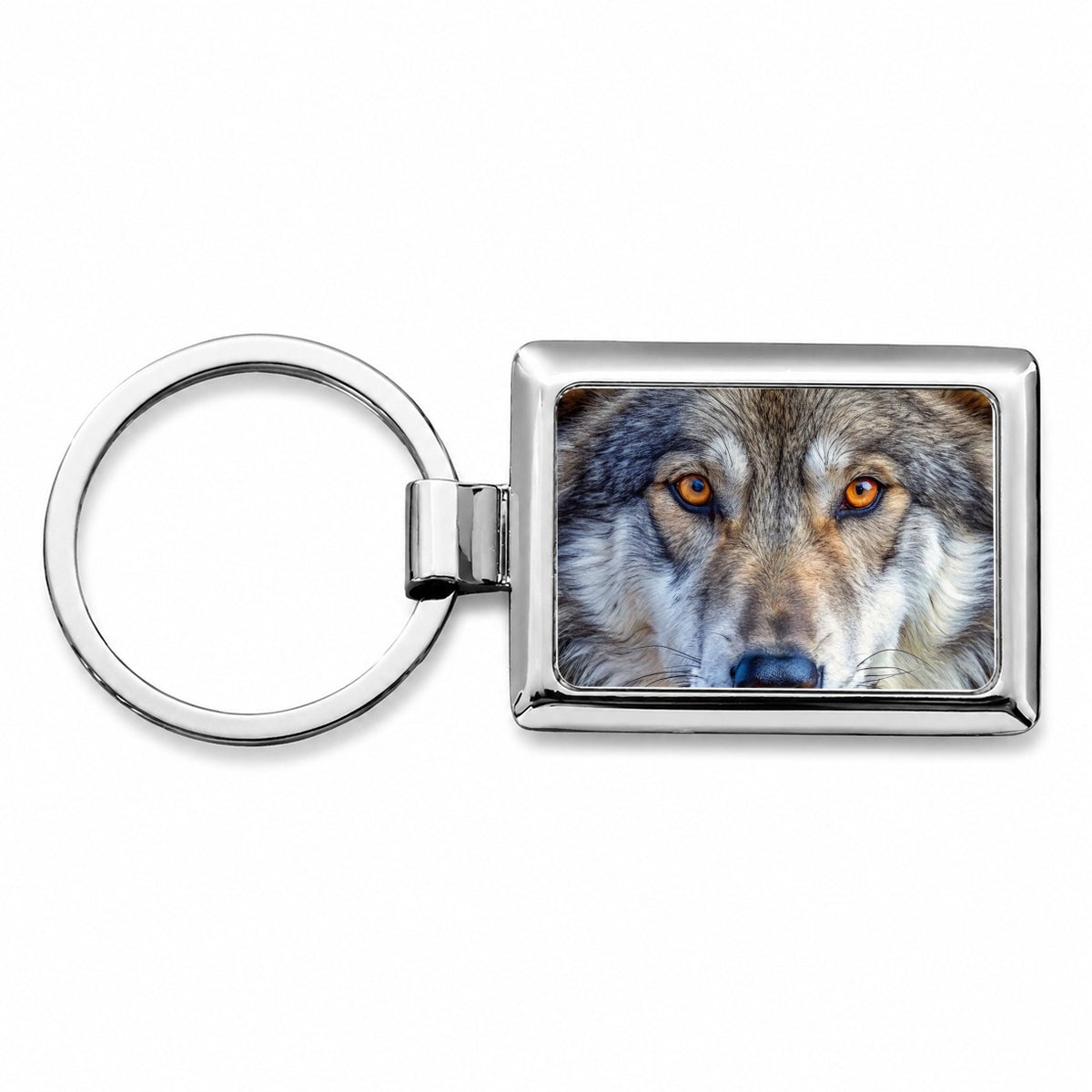 Close-up of Dire Wolf Face Rectangle Metal Keychain