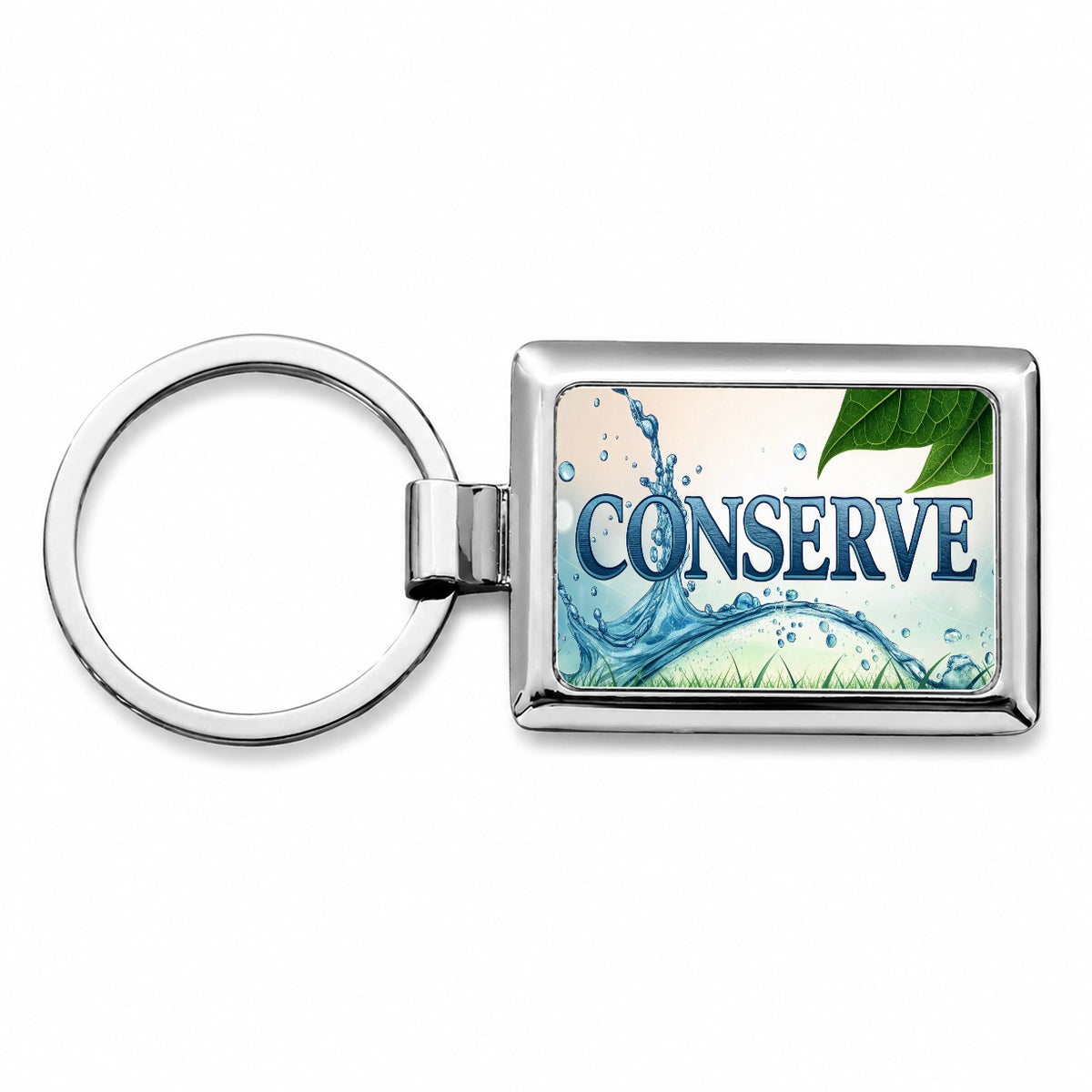 Conserve Water Recycle Conservation Rectangle Metal Keychain