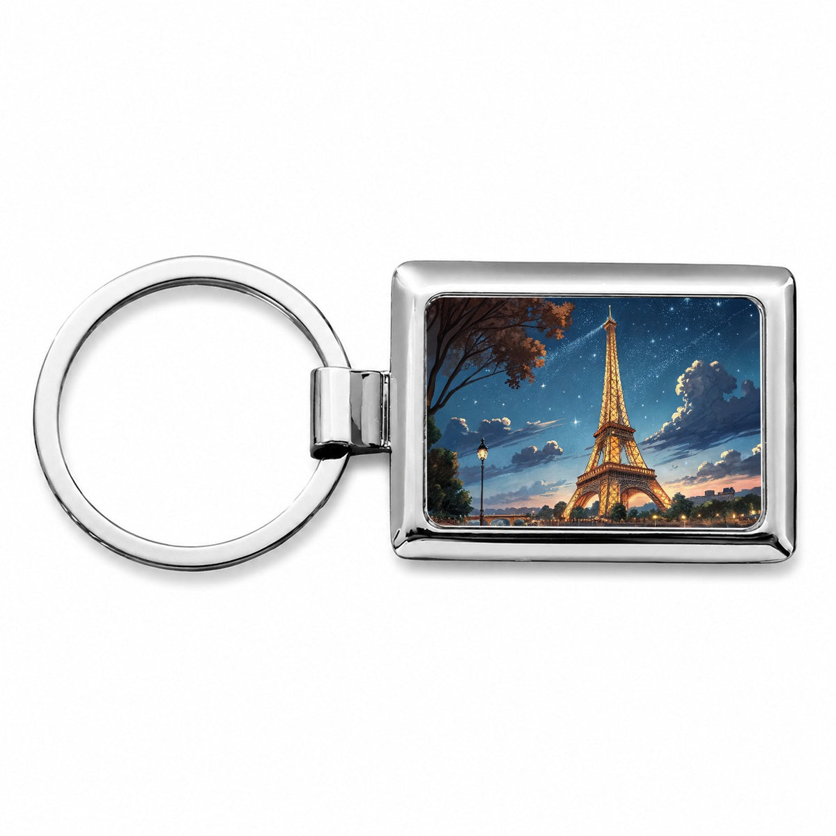Eiffel Tower Paris France Illustration Rectangle Metal Keychain