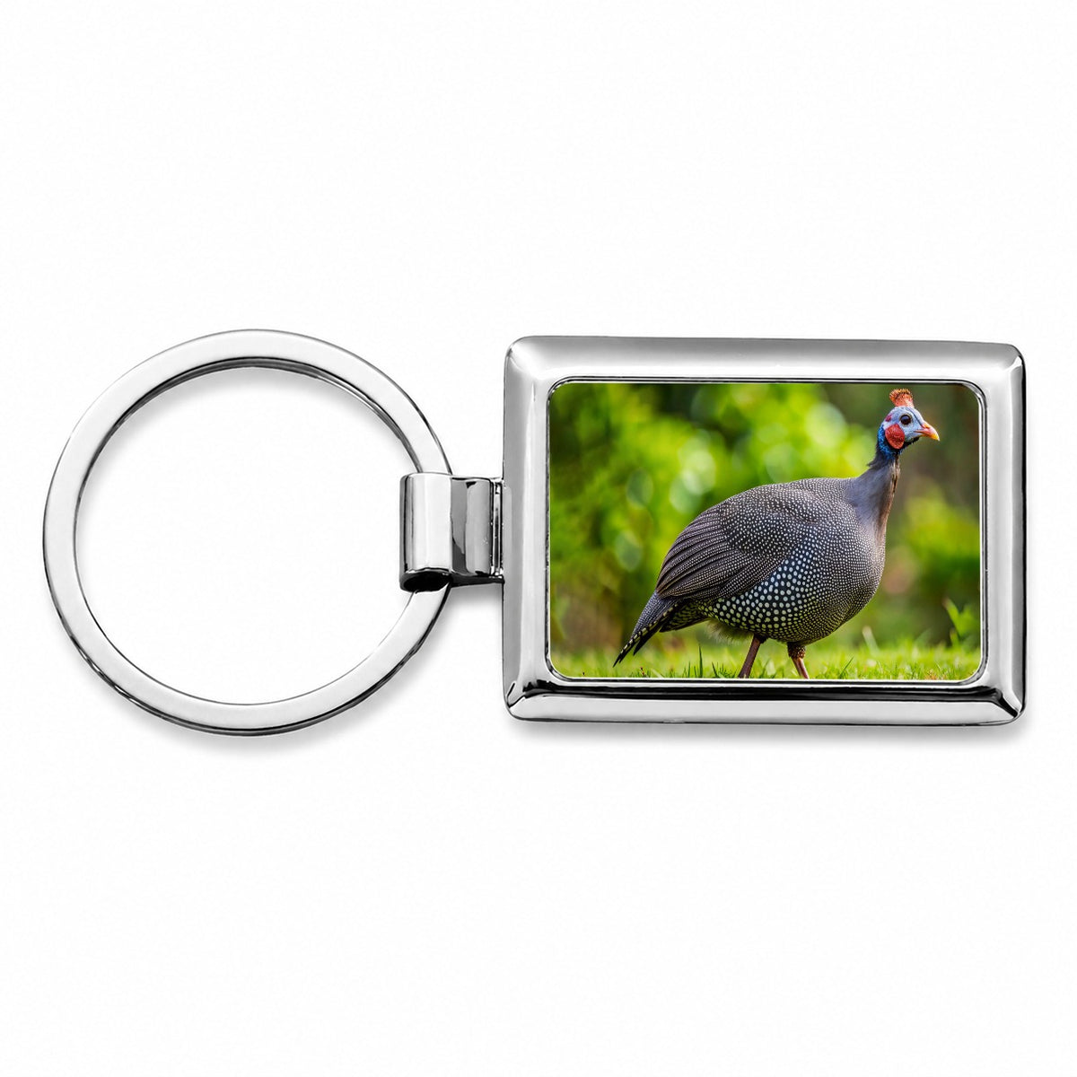 Guinea Fowl Photograph Rectangle Metal Keychain