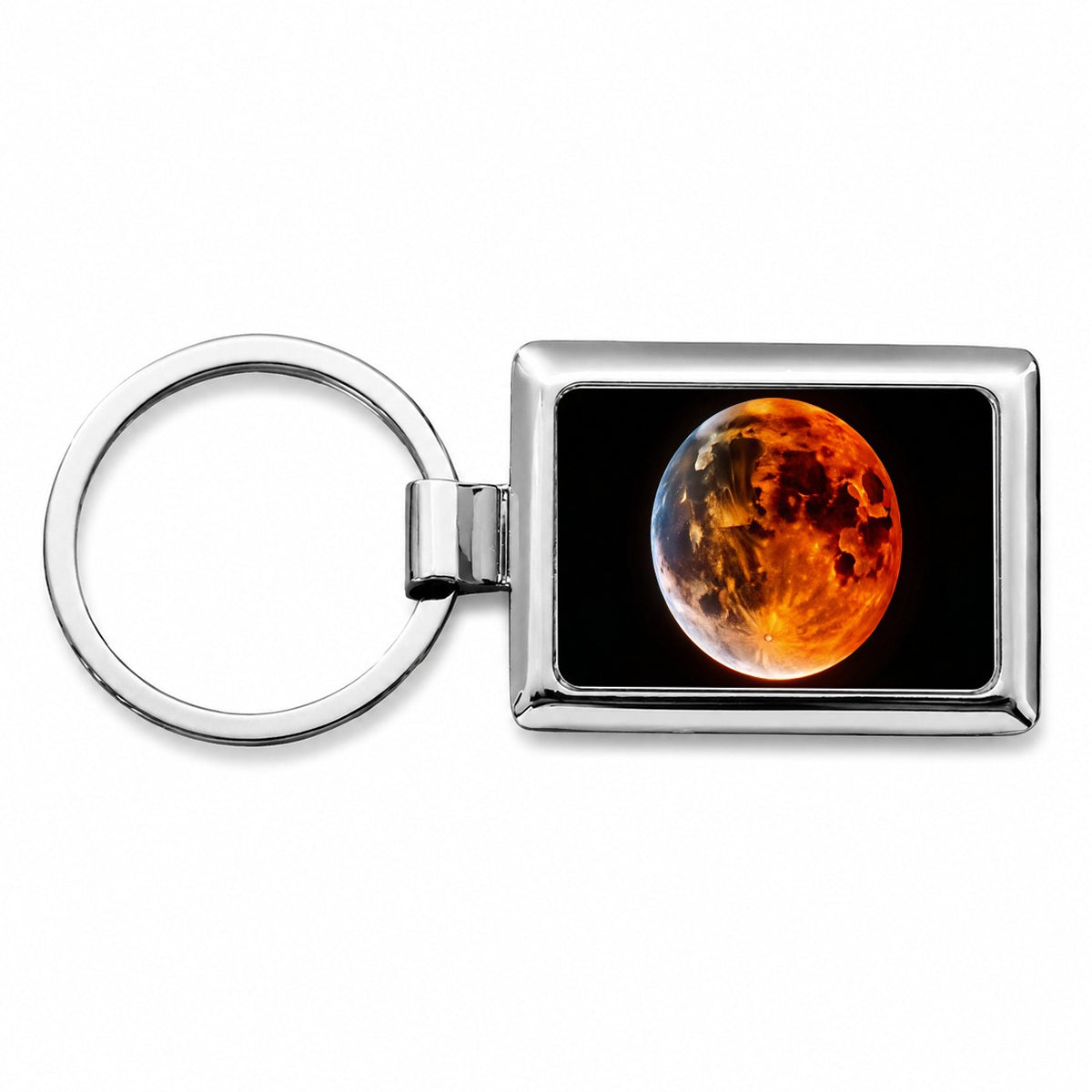 Lunar Eclipse Rectangle Metal Keychain