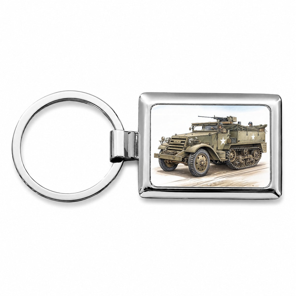M3 Half-Track WWII Armored Personnel Carrier Rectangle Metal Keychain