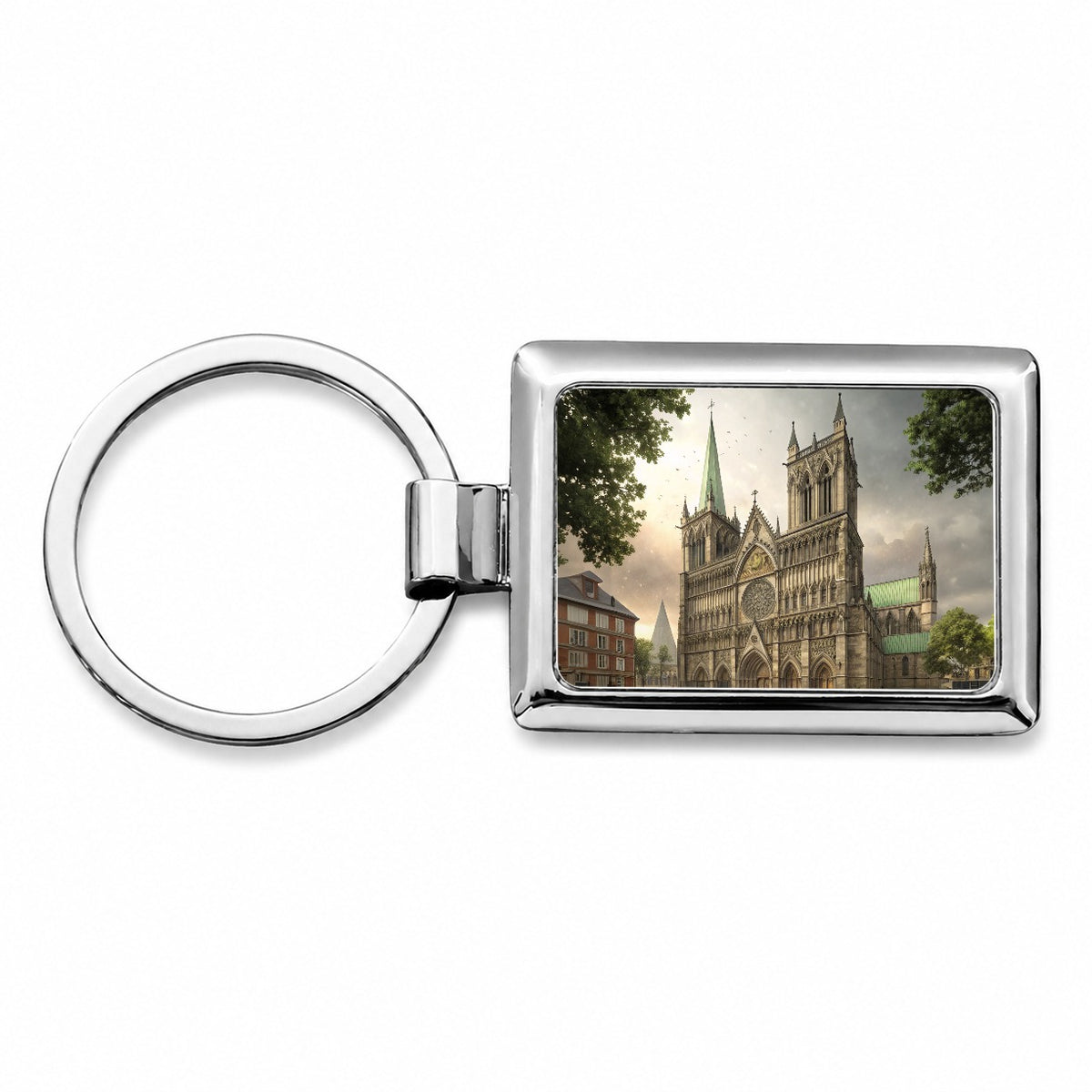 Nidaros Cathedral Church Trondheim Norway Rectangle Metal Keychain