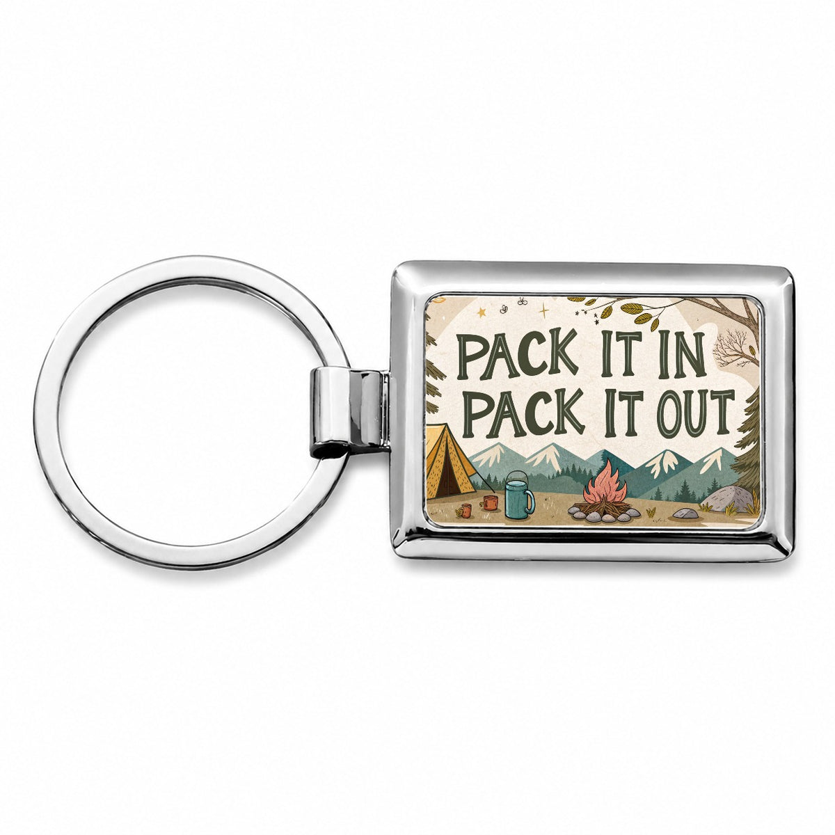 Pack It In Pack It Out Responsible Camper Camping Rectangle Metal Keychain