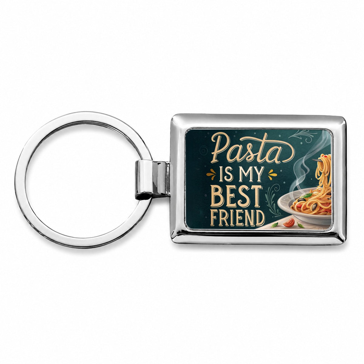 Pasta Is My Best Friend Funny Rectangle Metal Keychain