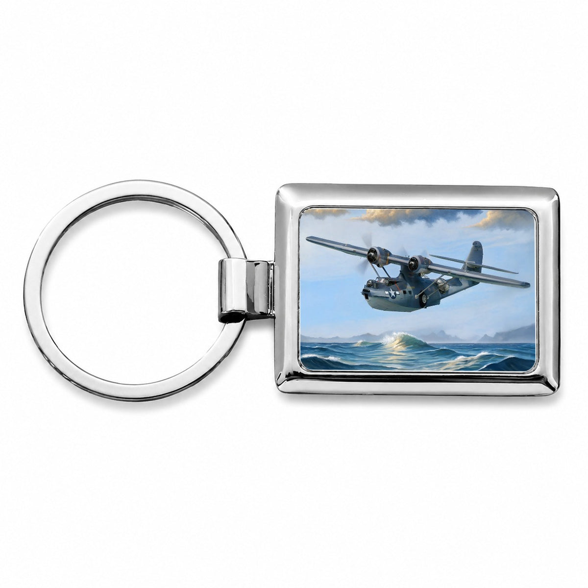 PBY Catalina Seaplane US Navy Search Rescue WWII Rectangle Metal Keychain