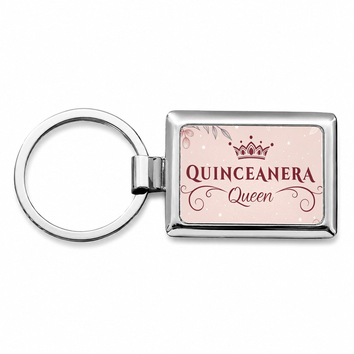 Quinceanera Queen Celebration Rectangle Metal Keychain