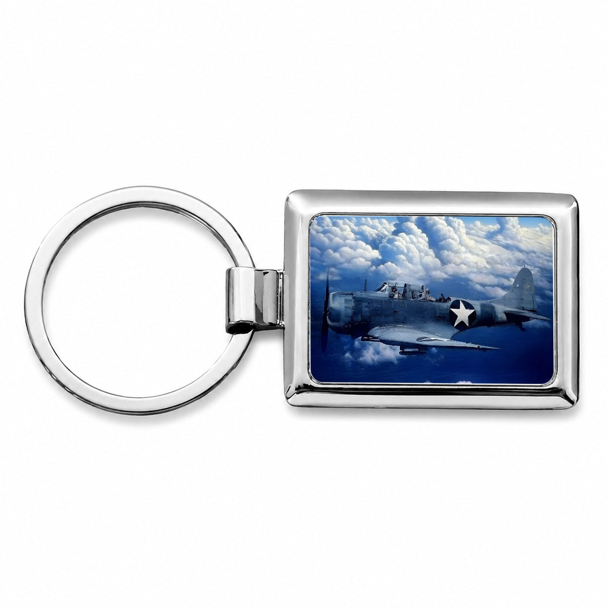 SBD Dauntless WWII US Navy Dive Bomber Carrier Plane Rectangle Metal Keychain