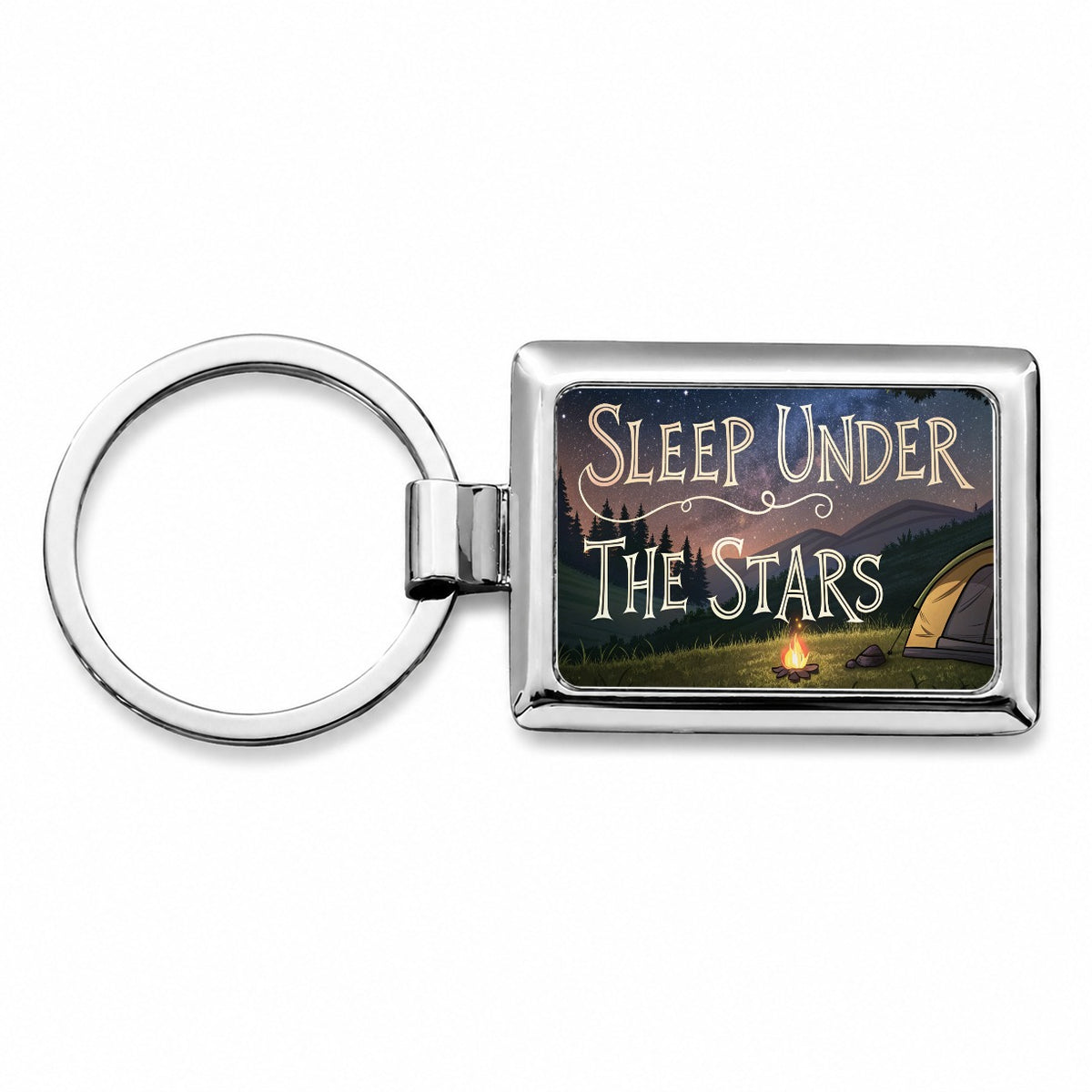 Sleep Under The Stars Camping Camper Rectangle Metal Keychain