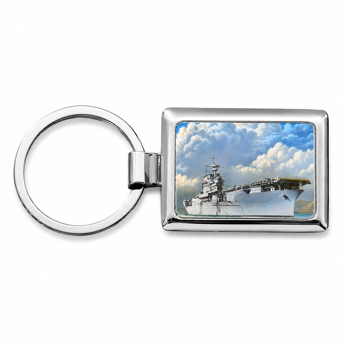USS Yorktown Class Aircraft Carrier WWII US Navy Rectangle Metal Keychain