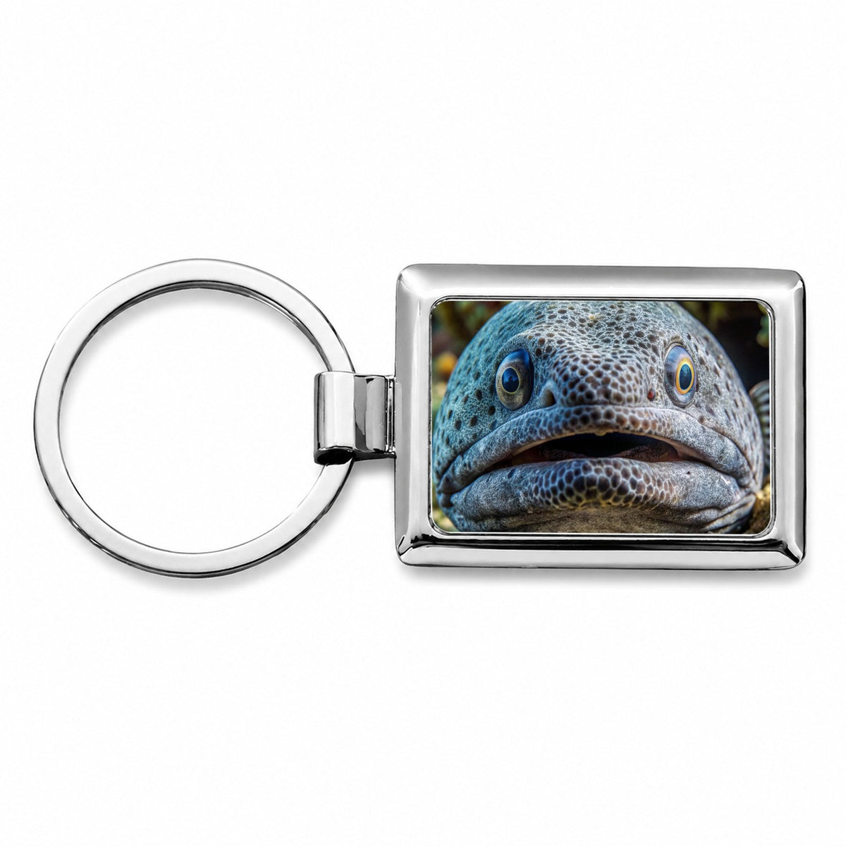 Wolf Eel Rectangle Metal Keychain
