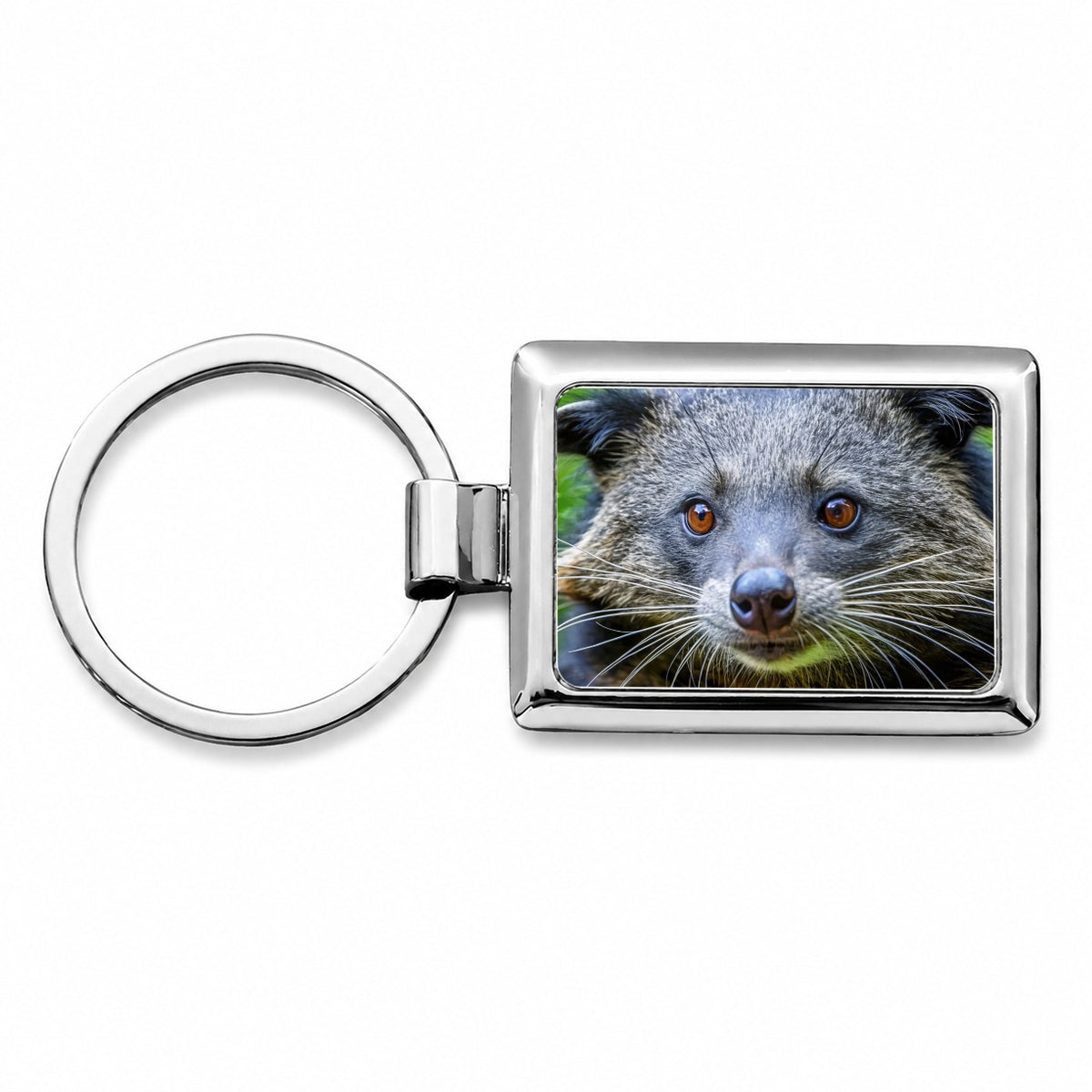 Binturong Bearcat Face Rectangle Metal Keychain
