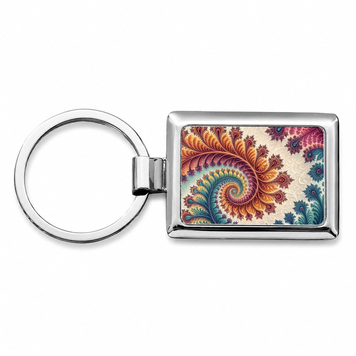 Crazy Swirl Fractal Art Pattern Rectangle Metal Keychain