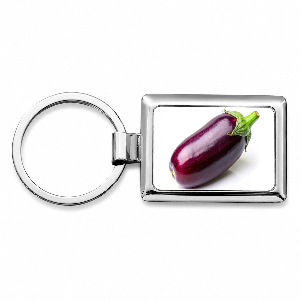 Eggplant Vegetable Photo Rectangle Metal Keychain