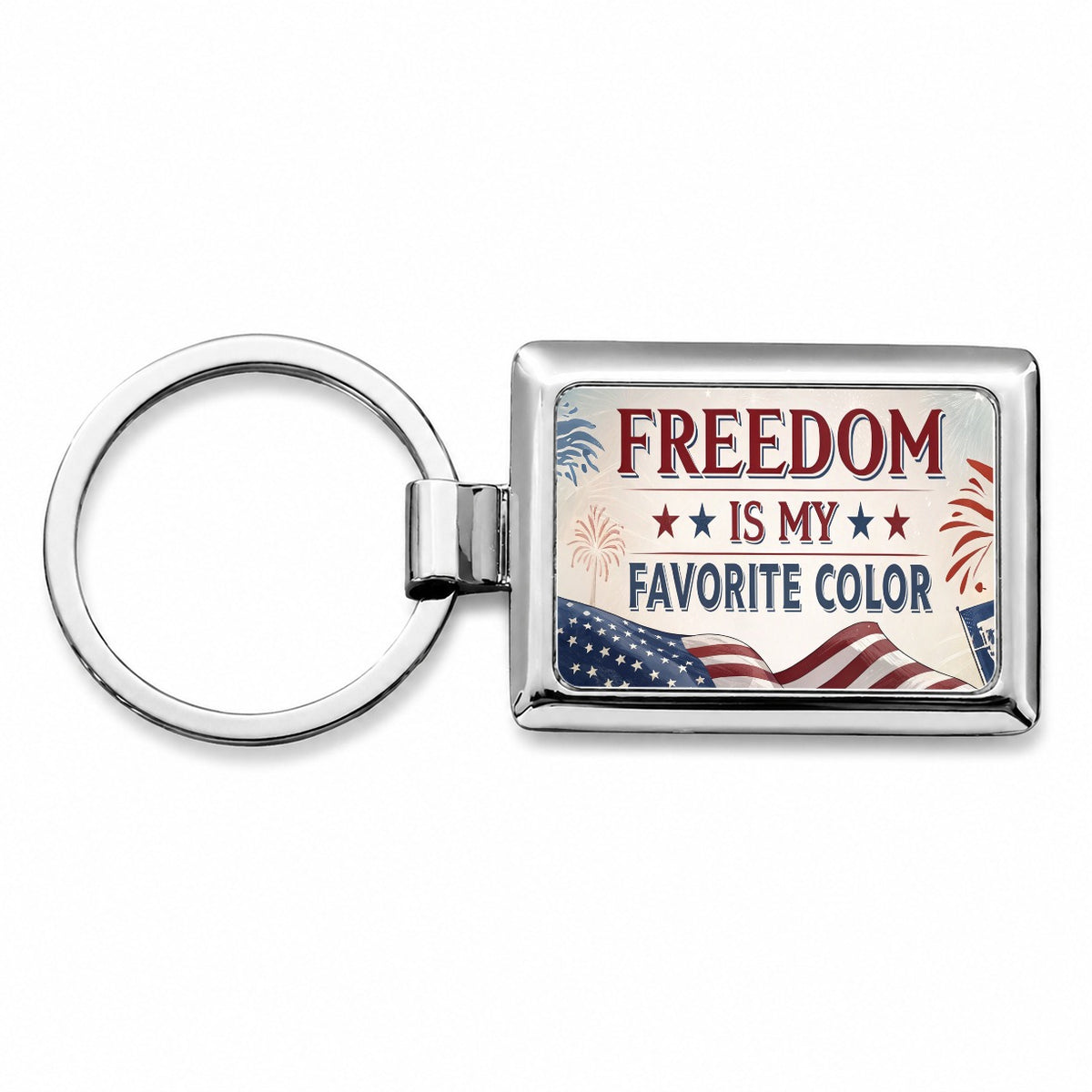 Freedom Is My Favorite Color Patriotic Rectangle Metal Keychain