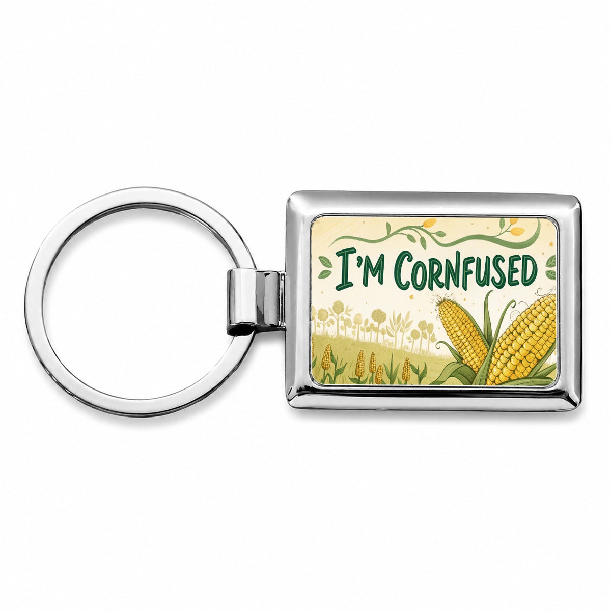 I'm Cornfused Funny Confused Rectangle Metal Keychain