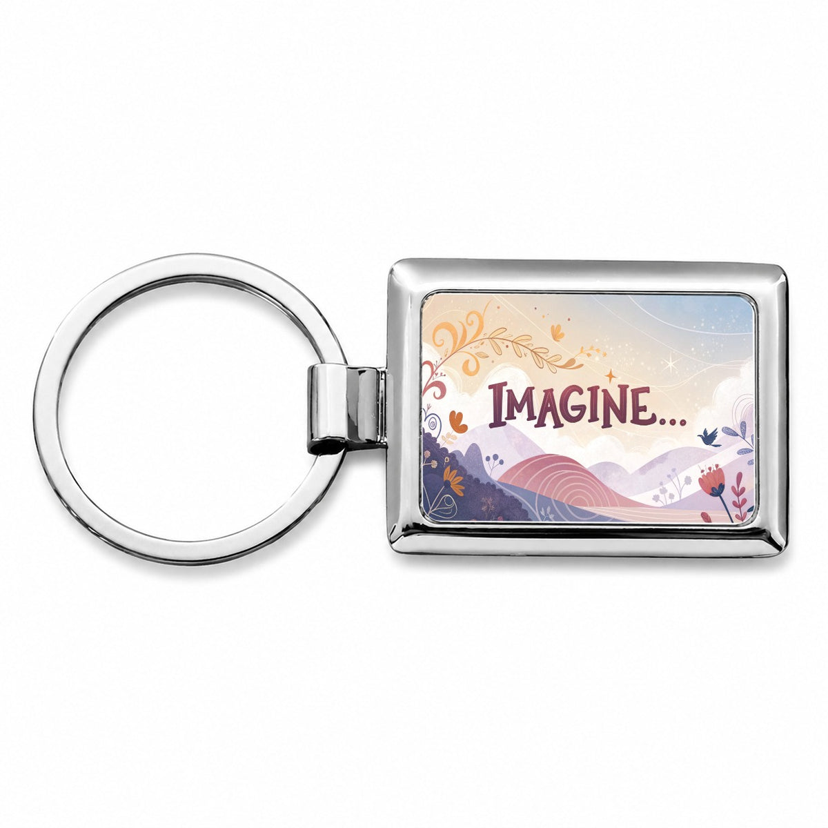 Imagine Inspirational Rectangle Metal Keychain