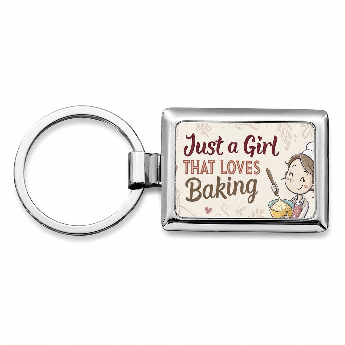 Just A Girl That Loves Baking Funny Rectangle Metal Keychain