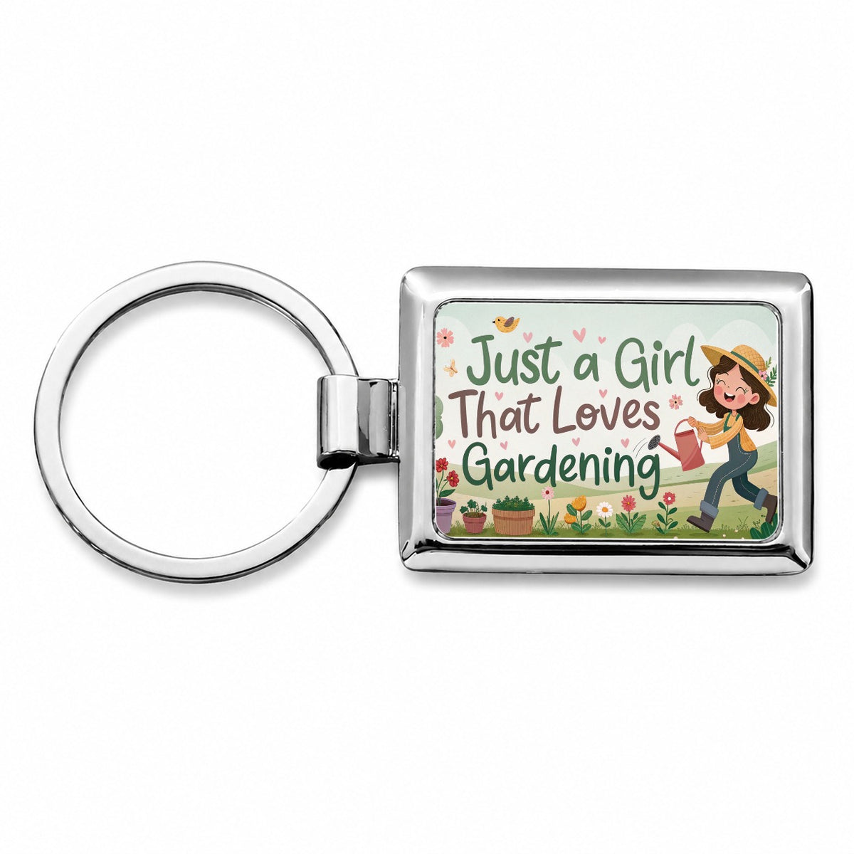 Just A Girl That Loves Gardening Cute Rectangle Metal Keychain