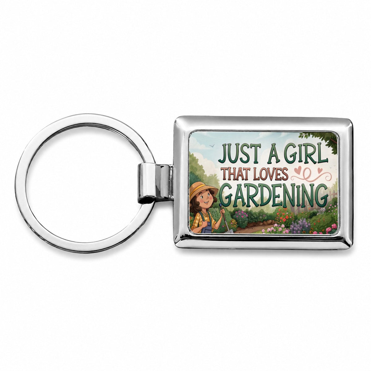 Just A Girl That Loves Gardening Funny Rectangle Metal Keychain