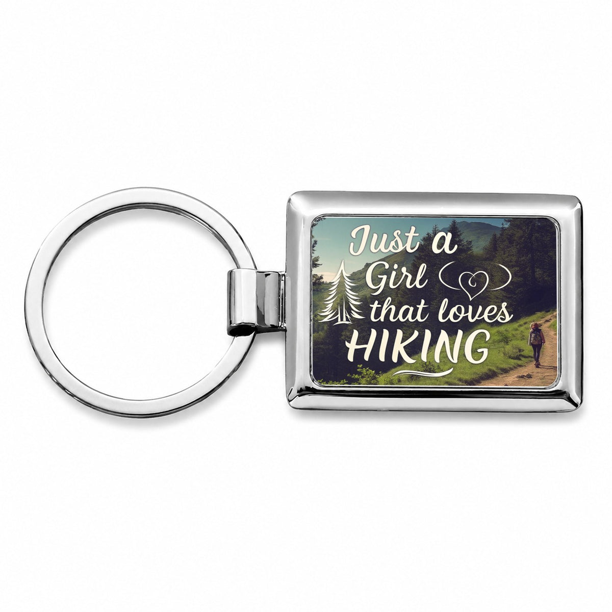 Just A Girl That Loves Hiking Adventure Rectangle Metal Keychain