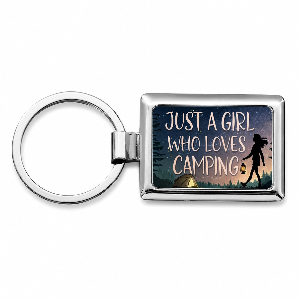 Just A Girl Who Loves Camping Funny Rectangle Metal Keychain