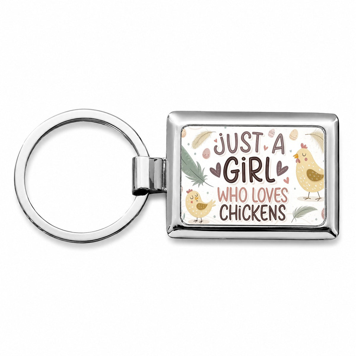 Just A Girl Who Loves Chickens Cute Rectangle Metal Keychain