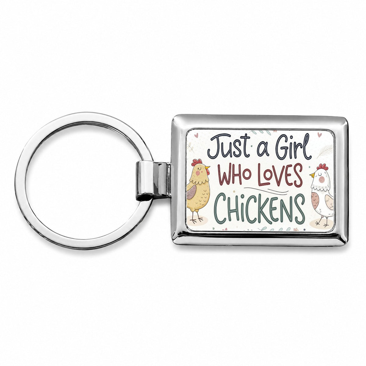 Just A Girl Who Loves Chickens Funny Rectangle Metal Keychain