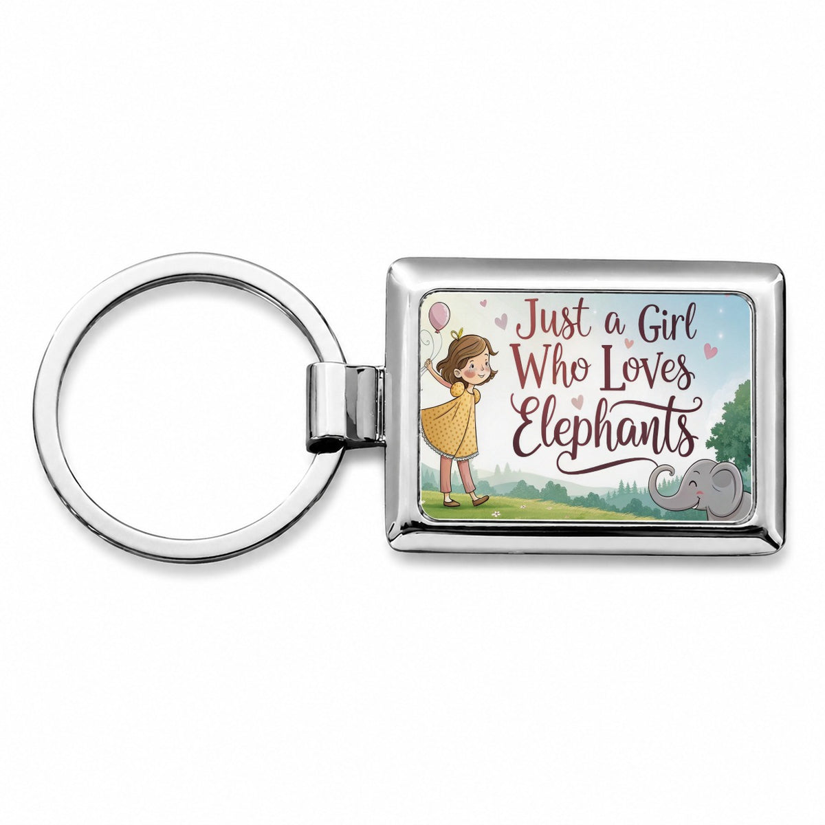 Just A Girl Who Loves Elephants Cute Rectangle Metal Keychain