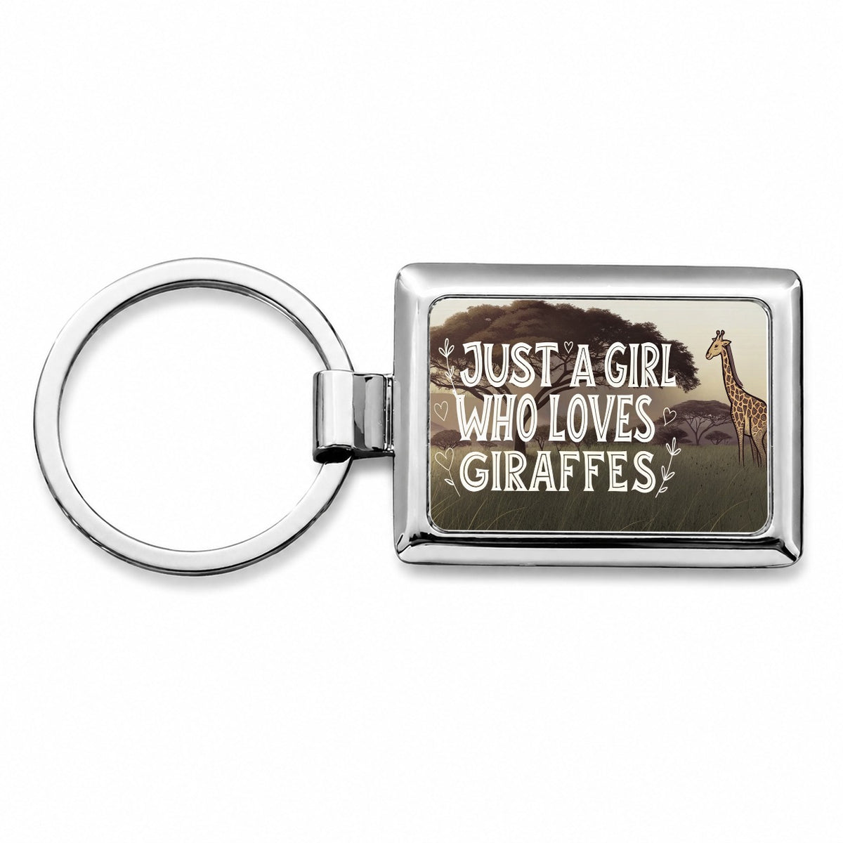 Just A Girl Who Loves Giraffes Rectangle Metal Keychain
