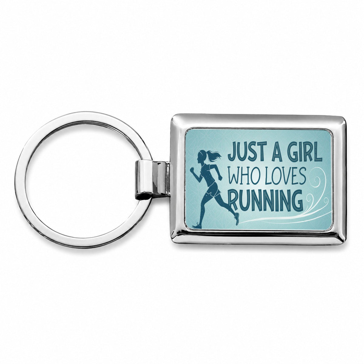 Just A Girl Who Loves Running Rectangle Metal Keychain