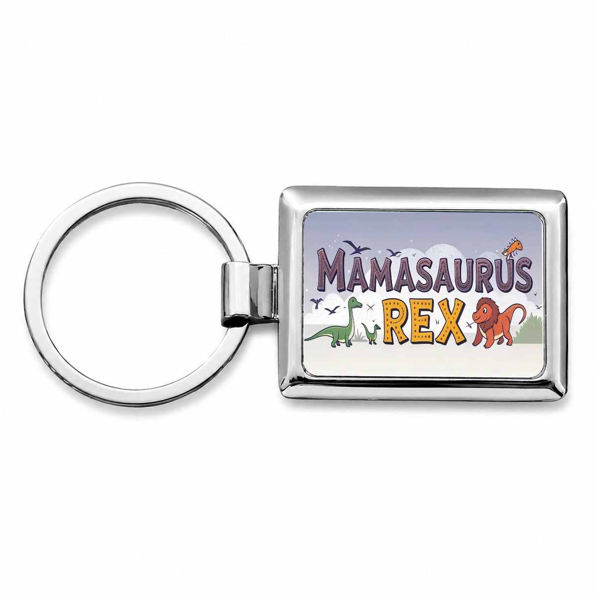 Mamasaurus Rex Funny Mama Dinosaurs Rectangle Metal Keychain