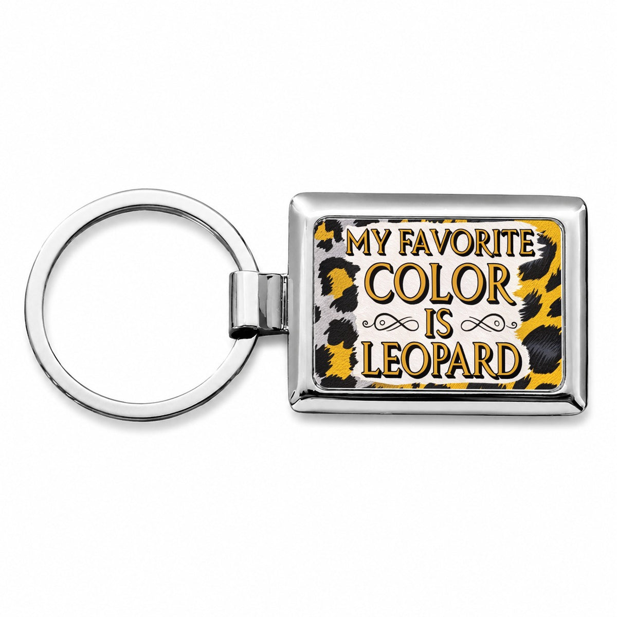My Favorite Color Is Leopard Funny Rectangle Metal Keychain