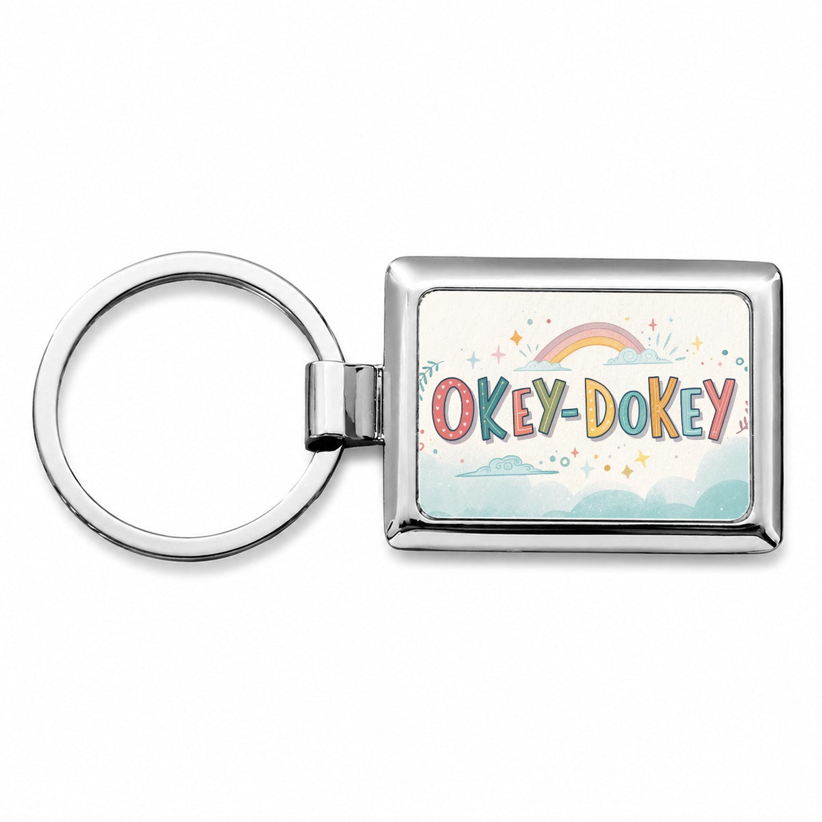 Okey Dokey Fun Colors Rectangle Metal Keychain