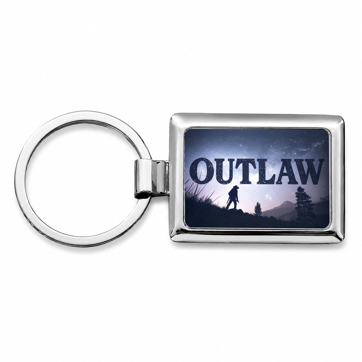 Outlaw Renegade Cowboy Rectangle Metal Keychain