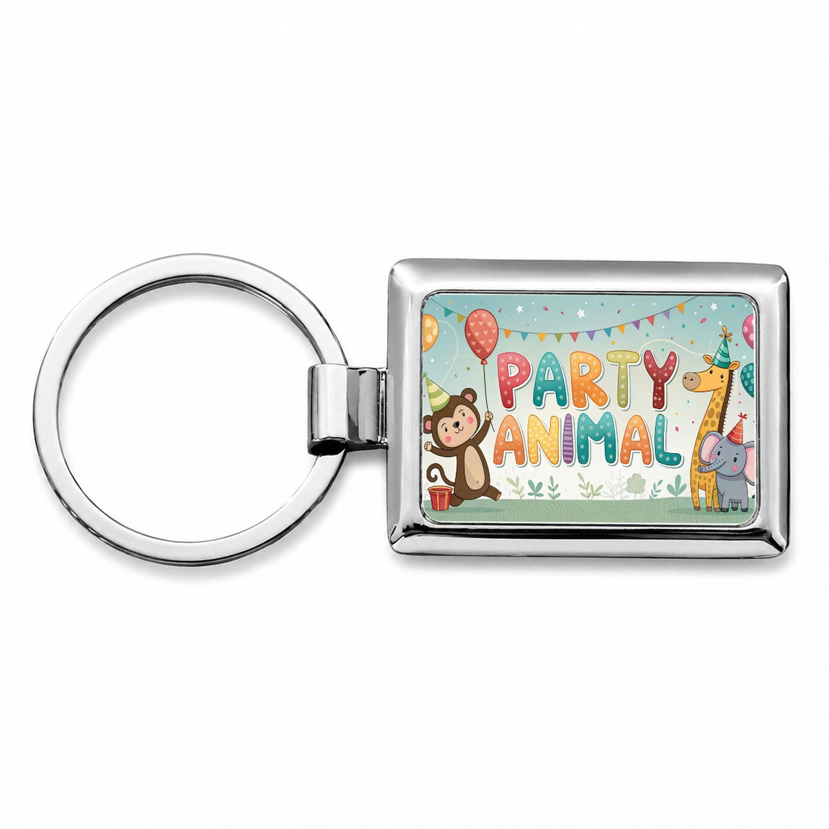 Party Animal Funny Birthday Theme Rectangle Metal Keychain