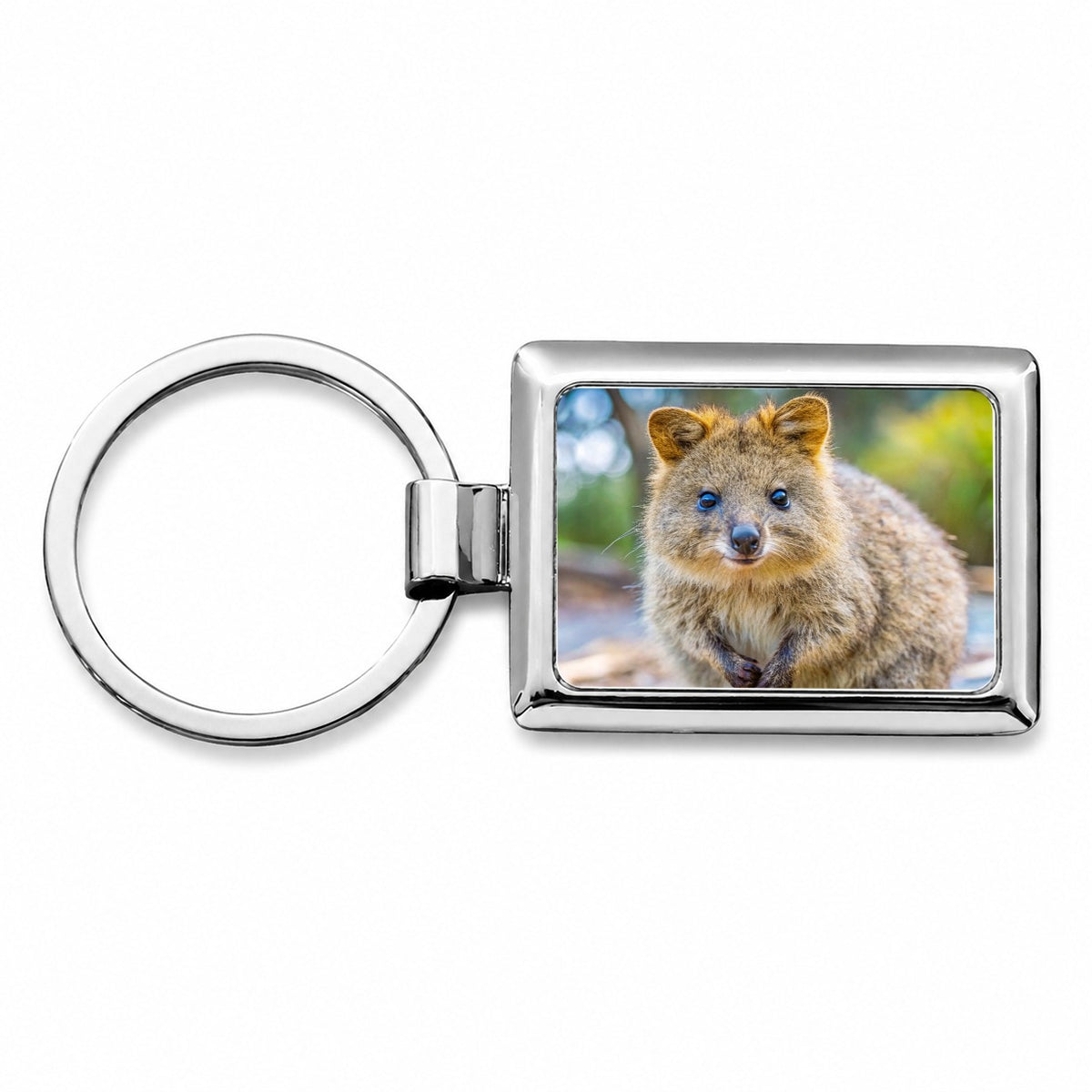 Quokka Photo Rectangle Metal Keychain