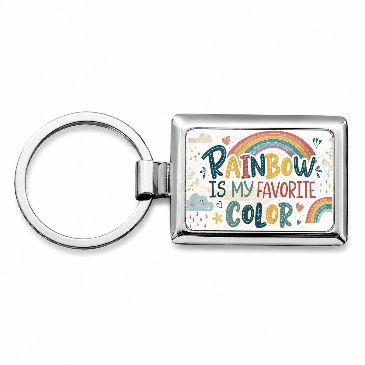 Rainbow Is My Favorite Color Funny Rectangle Metal Keychain