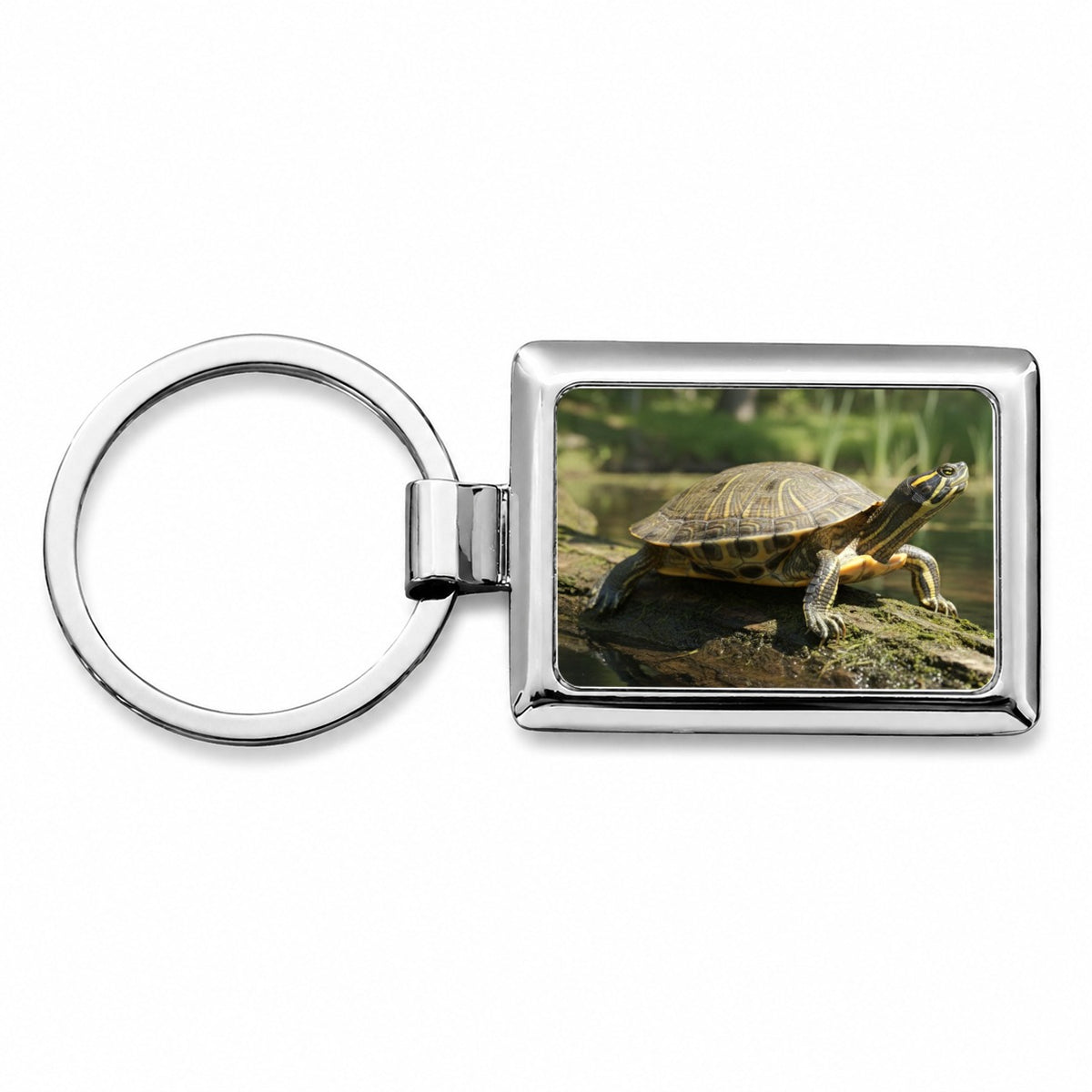 Yellow Bellied Slider Turtle Photo Rectangle Metal Keychain