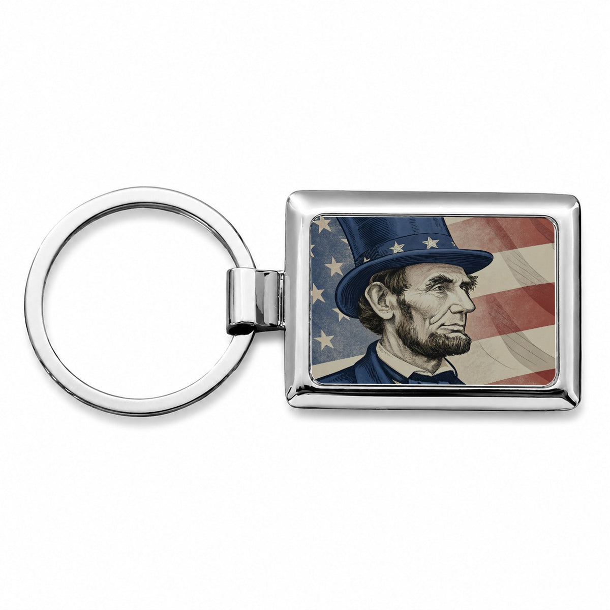 Abraham Lincoln American President Patriotic Rectangle Metal Keychain